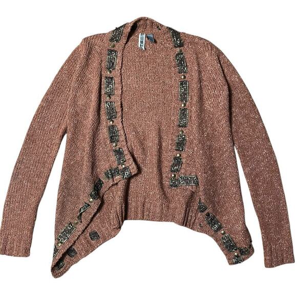 BKE Sweaters - BKE Boho Burnt Orange Open Cardigan Size Small